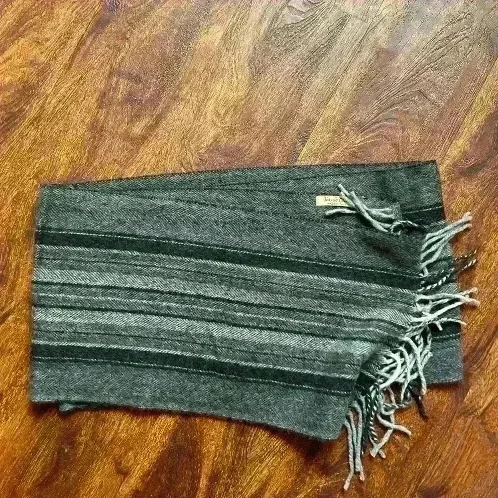 Tessilechiti Made In Italy Scarf Black Gray Fringe